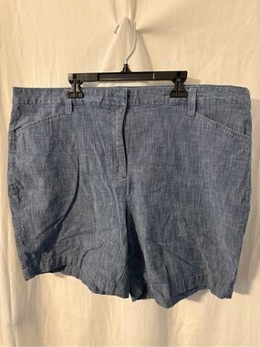 Lands' End Women's Chambray Bermuda Shorts in Light Blue